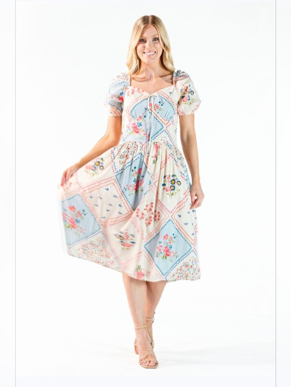 Various Sizes- Women's Simply Southern Patchwork Puff Dress- NWT